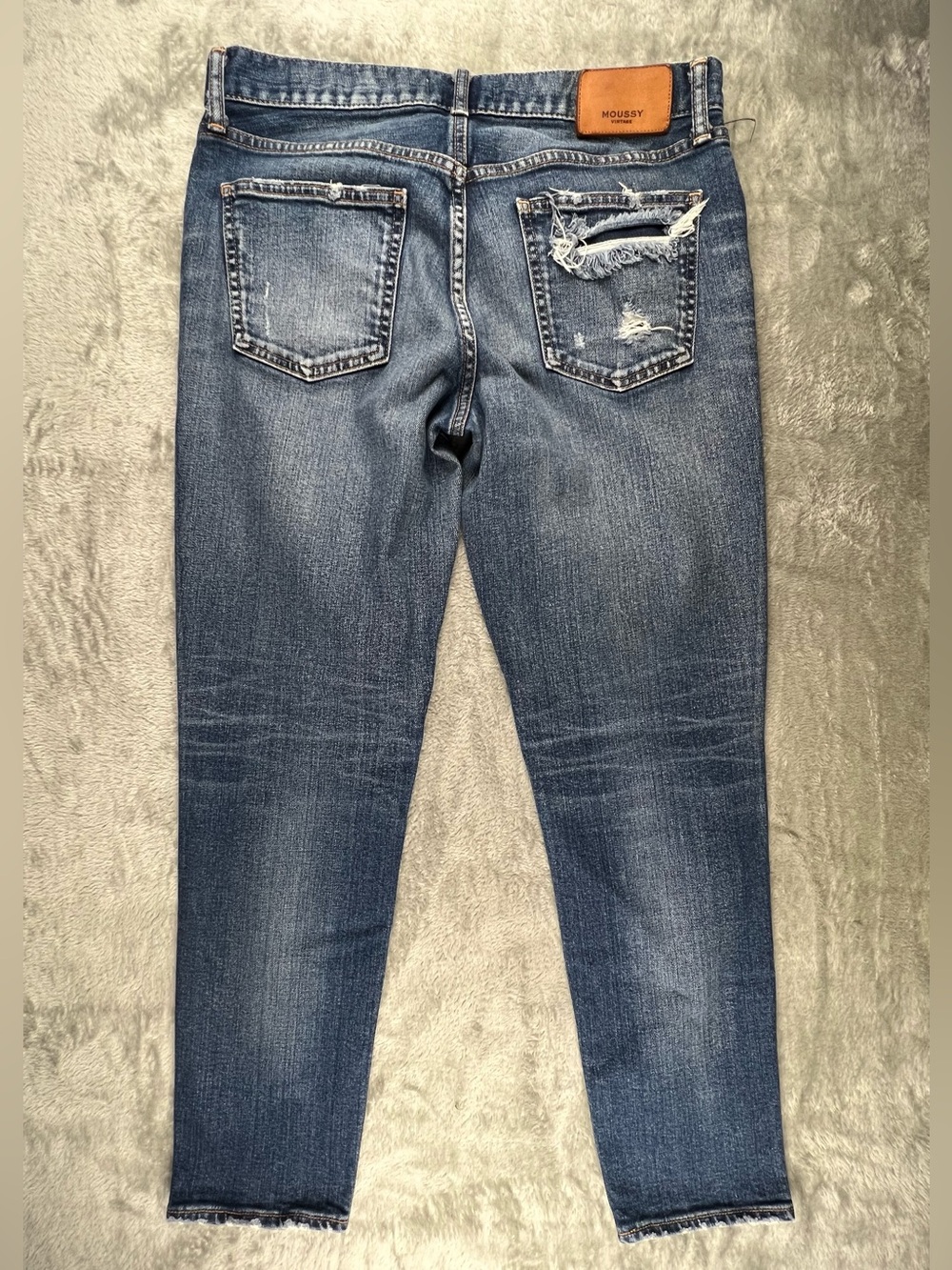 Moussy Vintage Sundance Skinny Ankle Jeans Dark Blue Size 30 Distressed Japan - Picture 2 of 9